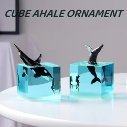 Marine Resin Whale Humpback Whale 5cm Cube Ornament Luminous Mini Night Light Birthday Gift Ornament