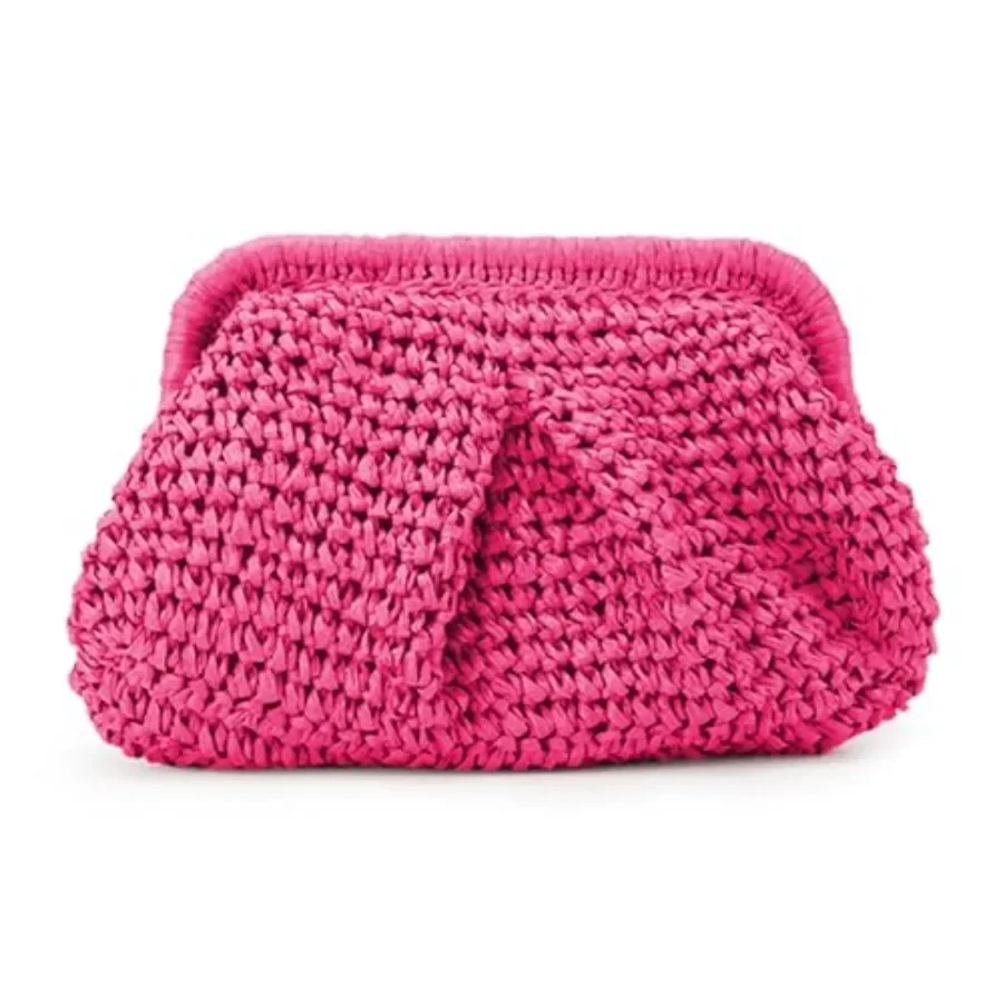 

Emprier Straw Clutch Purses for Women Cloud Dumpling Pouch Straw Crossbody Shoulder Handbag Summer Beach Woven Bag