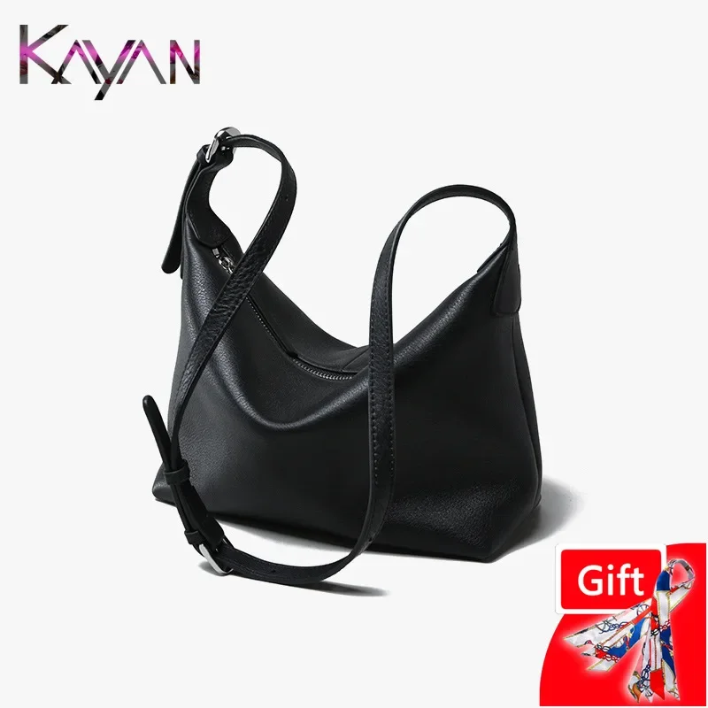 Casual Natural Cowhide Lichee Pattern Women Shoulder Hobo Bag Hign Quality Large Capacity Vintage Crossbody Dumpling Bag