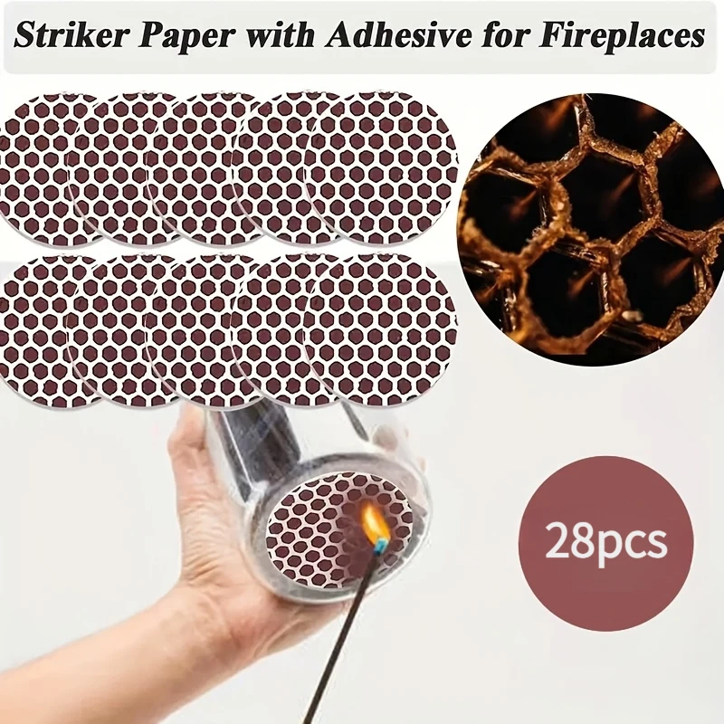 Adhesive Match Striker Papers,Match Striker Paper Stickers with Honeycomb Pattern for Matchbox Replacement