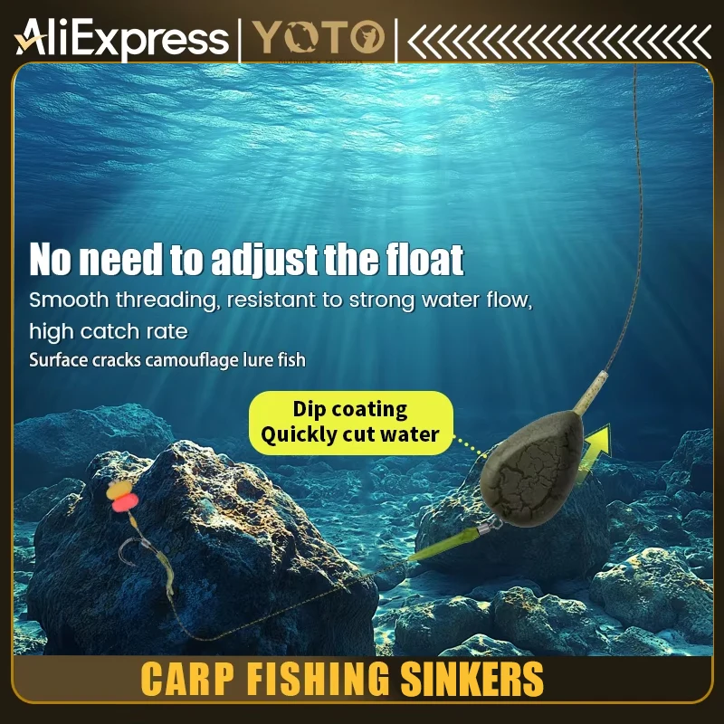 

YOTO 3 шт. новые треснувшие свинцовые грузила для ловли карпа-дизайн трещин поверхности для лучшего притяжения, улучшающего покроя