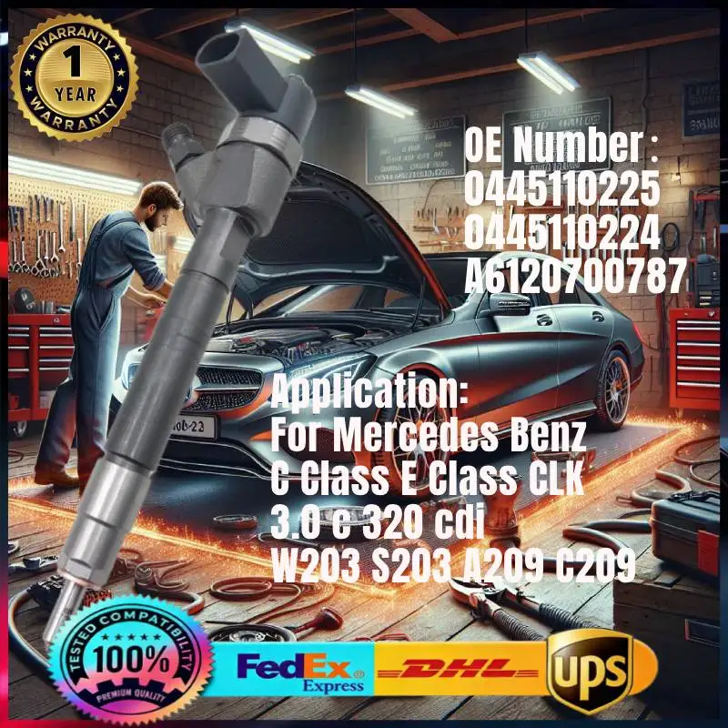 

A6120700787 0445110225 0445110224 Common Rail Fuel Injector for Mercedes-Benz C Class CLK 320CDI W203 S203 A209 C209 Engine