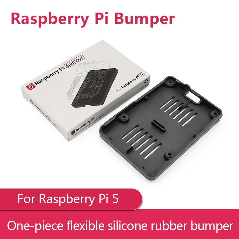 Pára-choques original oficial Raspberry Pi para Raspberry Pi 5, amortecedor de borracha de silicone flexível de uma peça