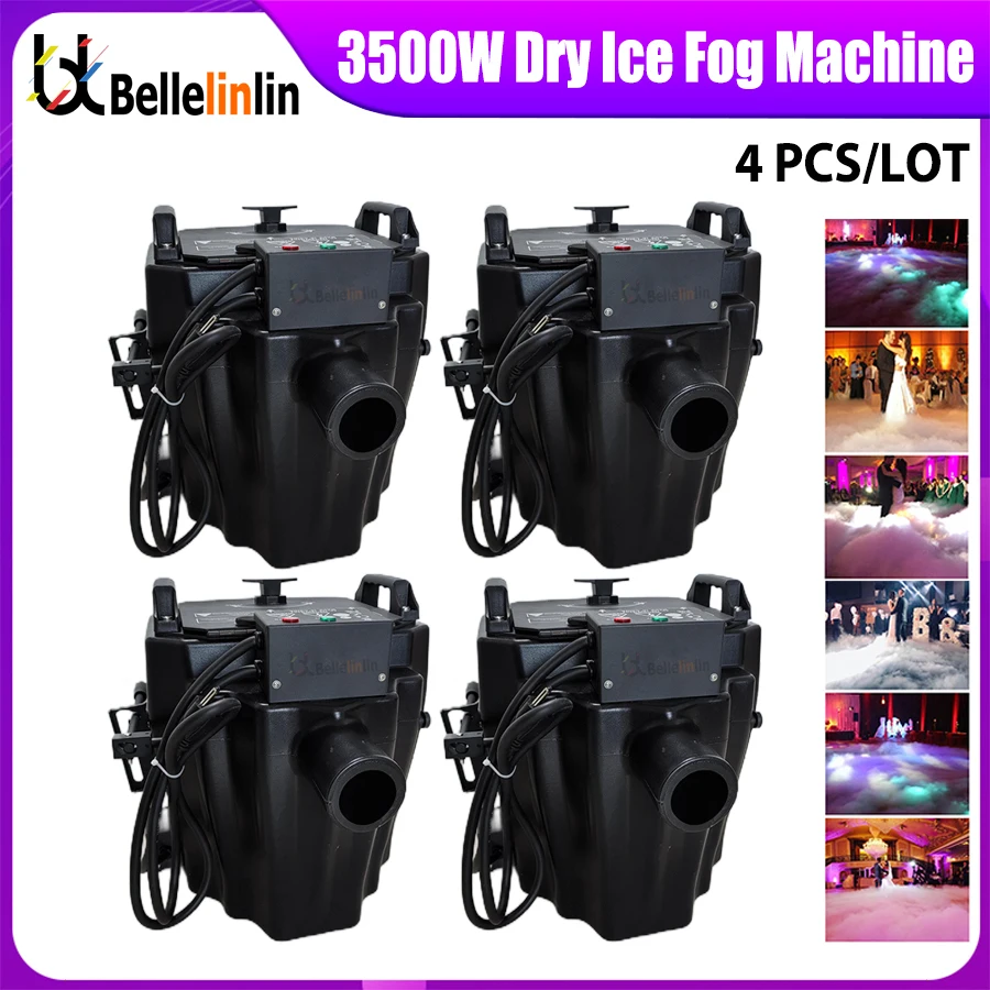 

0 Tax 4Pcs 3500W Dry Ice Fog Machine Low Lying Smoke Machine Party Wedding Concert Equipment Low Lying With Pipe And Nozzle