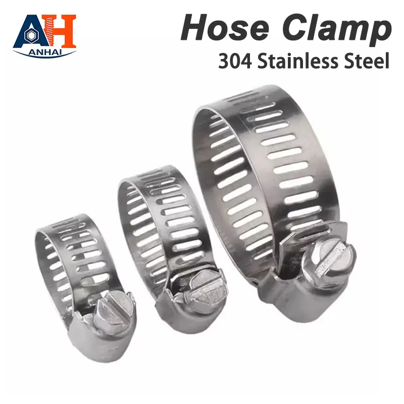 American Type Screw Band Worm Drive Hose Clamps 304 Stainless Steel Hose Hoop Pipe Clips 6mm 8mm 10mm 13mm 14mm 16mm 18mm 21mm