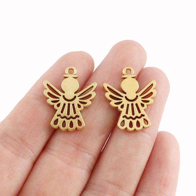 20 x Tibetan Silver/Gold Color Guardian Angel Charms Pendants 2 Sided for Necklace Bracelet Jewelry Making 18x23mm