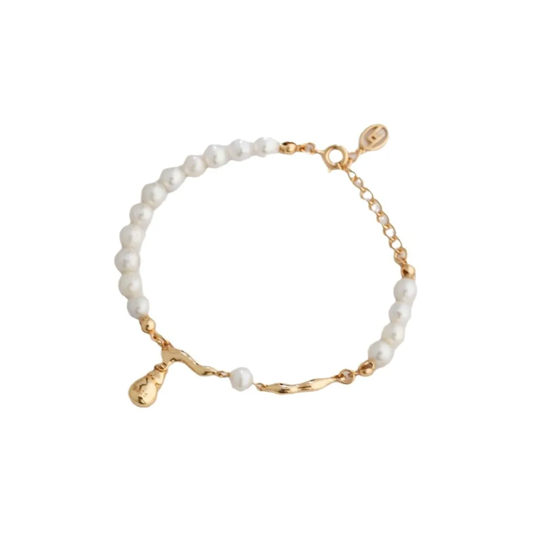 Small Fresh And Sweet Artificial Pearl Drops Resizable Bracelet High Sense Design Jewelry Niche Fashion Women Girl Leisure Gifts