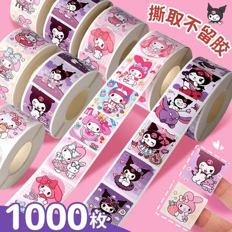 

500PCS Sanrio Kuromi My Melody Hello Kitty Cartoon Sticker Cute Cartoon Children's Diary Bonus Gift Closure Diary Booklet Gifts