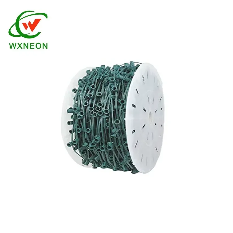 E12 C7 Socket Spool Light 1000 Feet 1000 Socket Green SPT-1 Christmas String Light Bulk Spool SPT C7 Socket C7 Light Spool