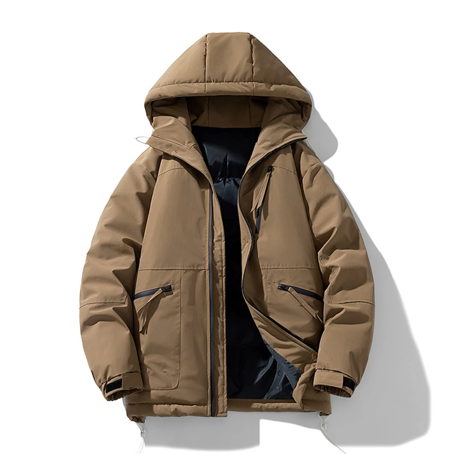 Parkas de invierno para hombre, abrigo grueso y cálido, chaqueta acolchada informal, rompevientos