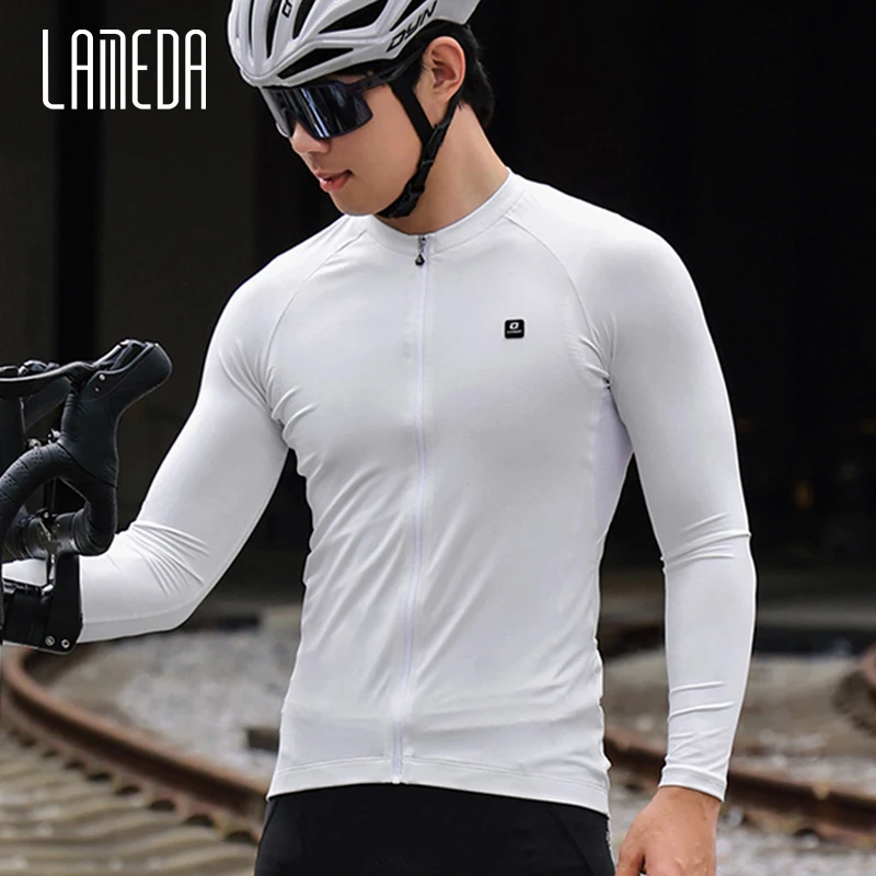 LAMEDA Men’s Cycling Jersey Tops Bike Biking Shirt Long Sleeve Man Bicycle Jersey with 3 Pockets Breathable MTB Cycling Clothing