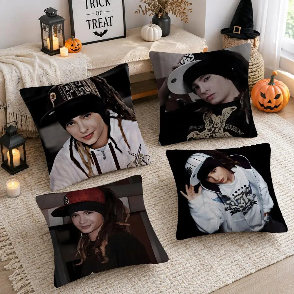 Rock Band Tom Kaulitz T-Tokyo Hotel Cushion Cover Plush Decorative Pillow Case With Hidden Zipper Cutecore Room Decor For Home