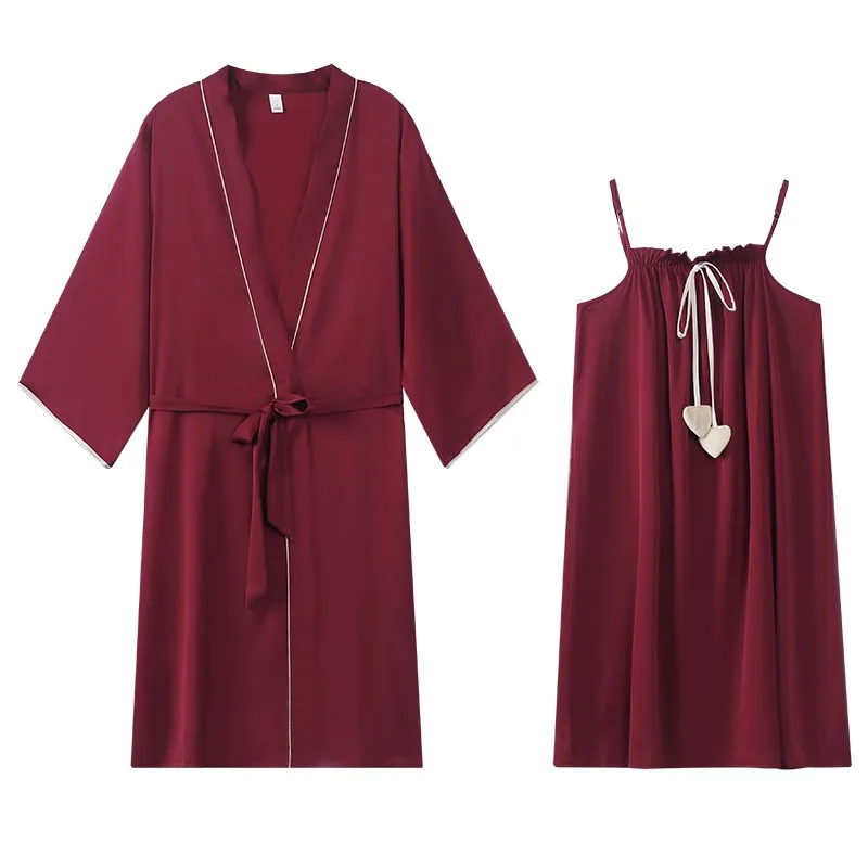 

Wedding morning gown female bride ice silk suspenders sexy nightgown nightgown silk red pajamas summer thin