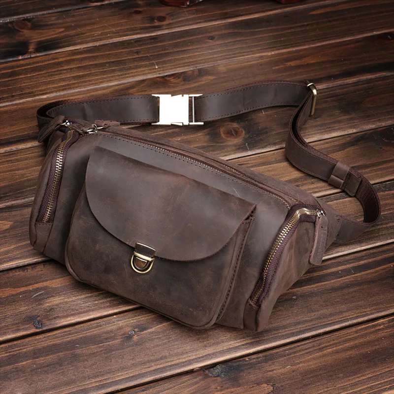 Genuine Leather Waist Packs Men Waist Bags Fanny Pack Belt Bag Phone Bags Travel Waist Pack Male Small Waist Bag Leather