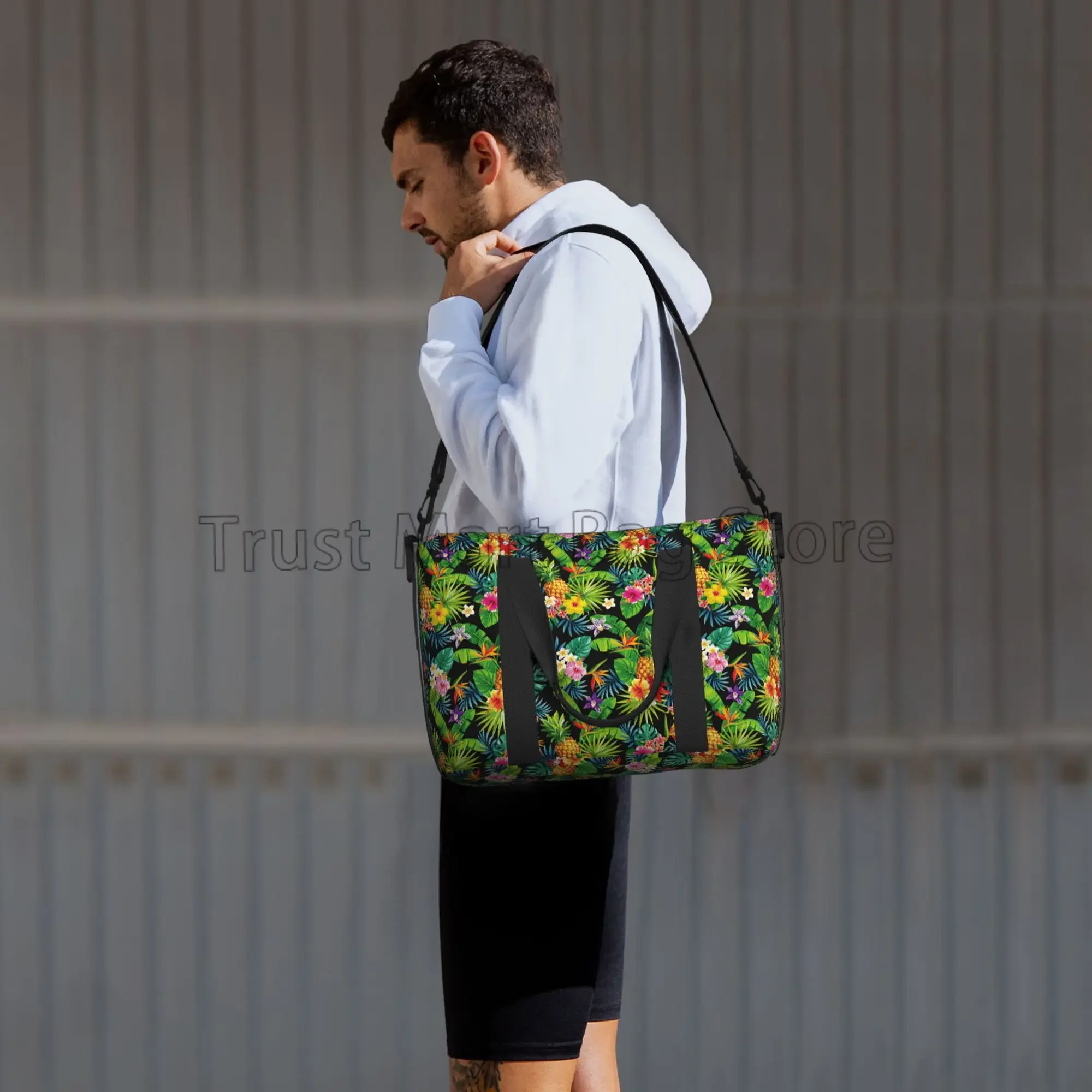 Unisex colorido abacaxi Pattern Viagem Duffel Bags, Casual Bagagem Bag, portátil, impermeável sacolas, Weekender, durante a noite