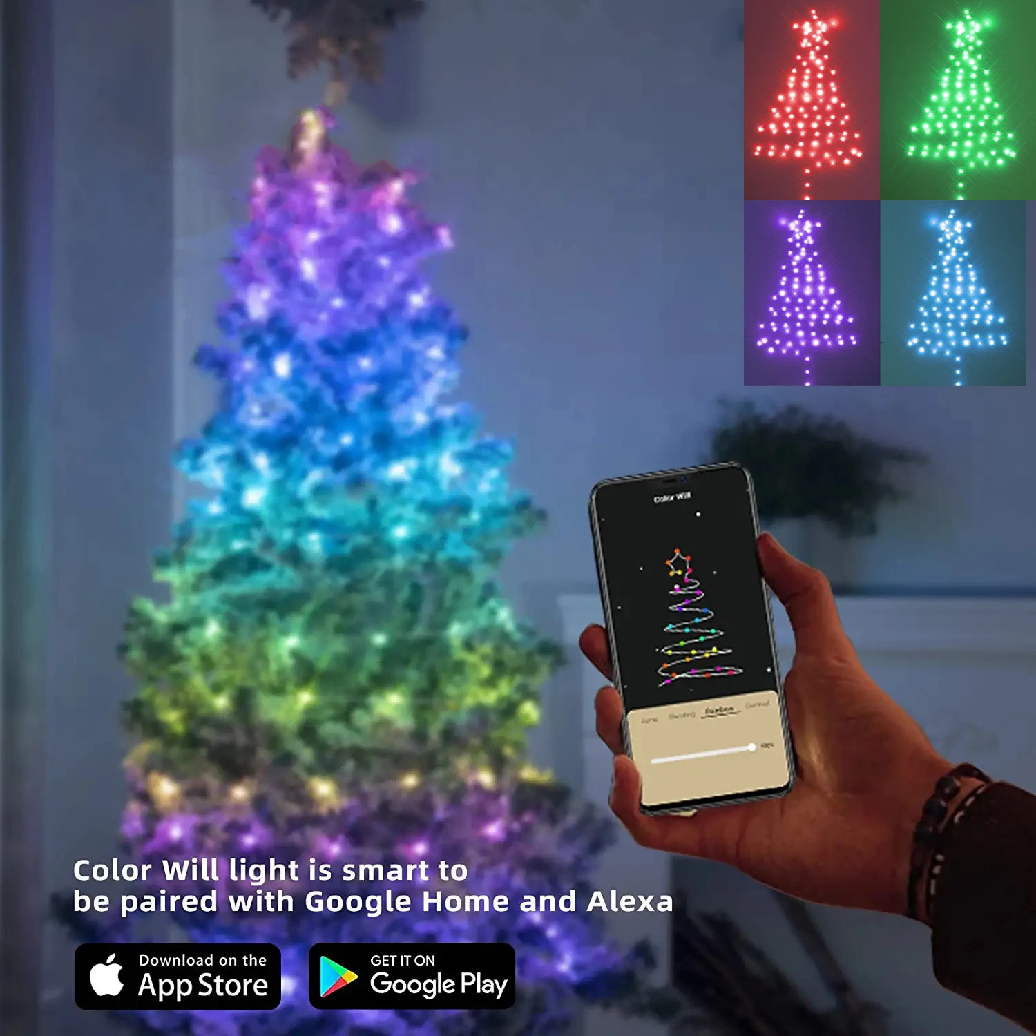 USB Christmas Tree RGB/IC LED String Lights with Smart Bluetooth App Remote Control Home Decor Fairy Lights addressable LED