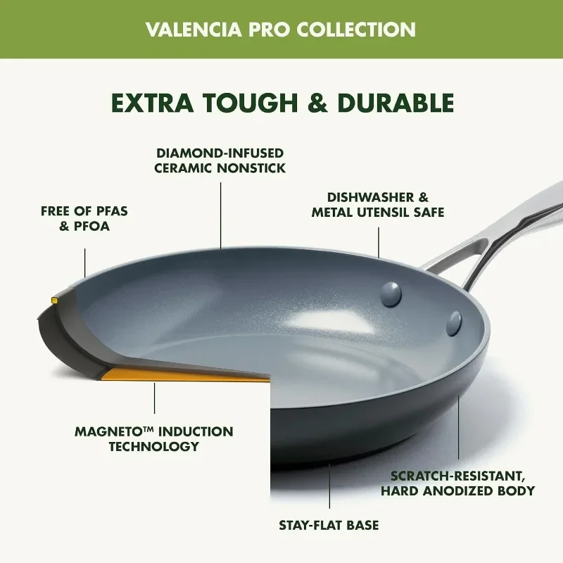 Pro Hard Anodized Healthy Ceramic Nonstick  Pans  Fry Grill, Griddle, Saute Sauce Pans, Stockpot,  Kitchen Furniture