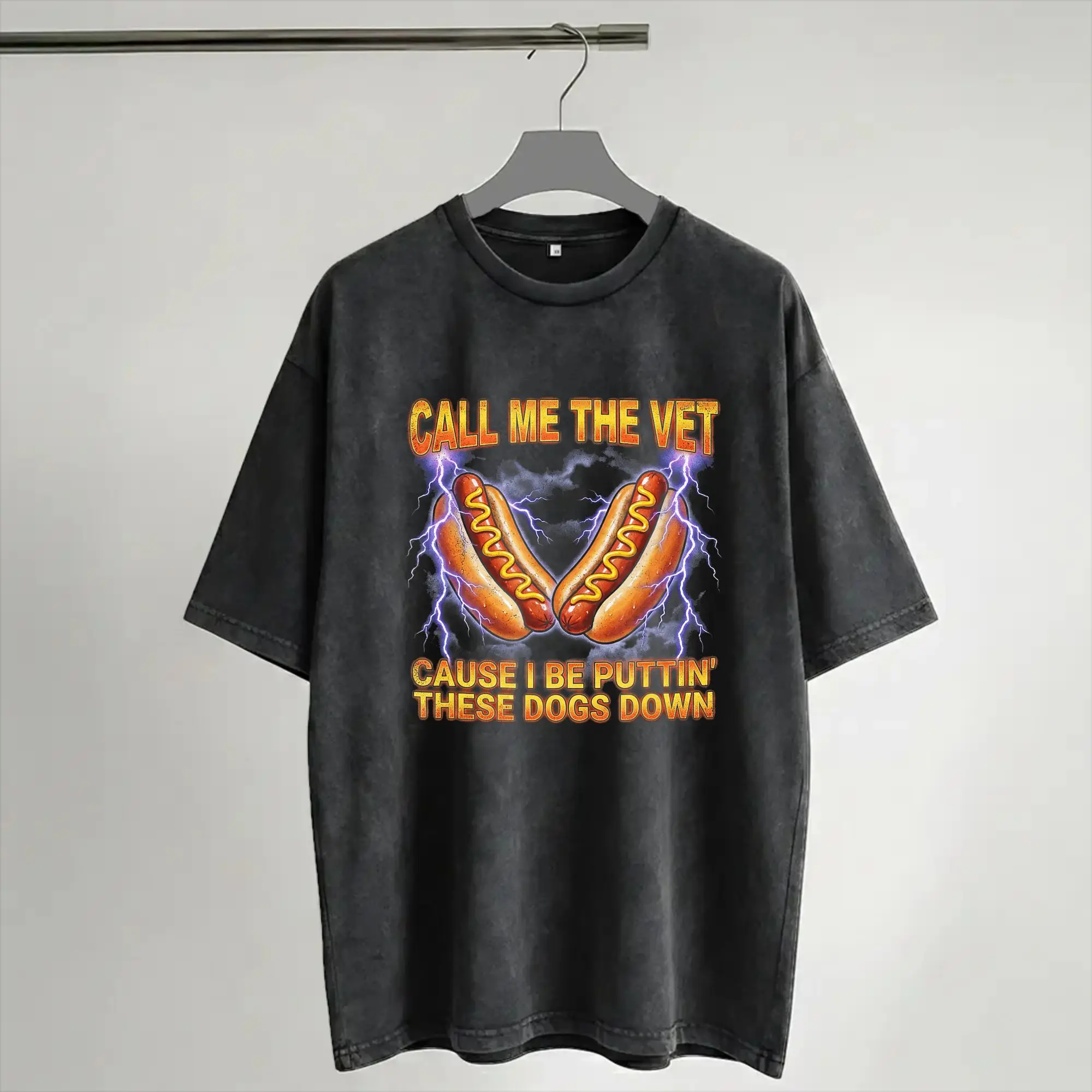 Call Me The Vet Cause I Be Funny Hotdog  T Shirts Hip Hop Washed Cotton Street T-Shirt  Fashion for Men Women Streetwear