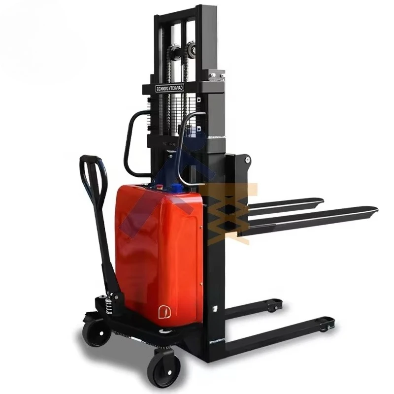 Full Electric Forklift with Driving Station and Battery Semi-Electric Full-Automatic Stacker for Warehouses view 3
