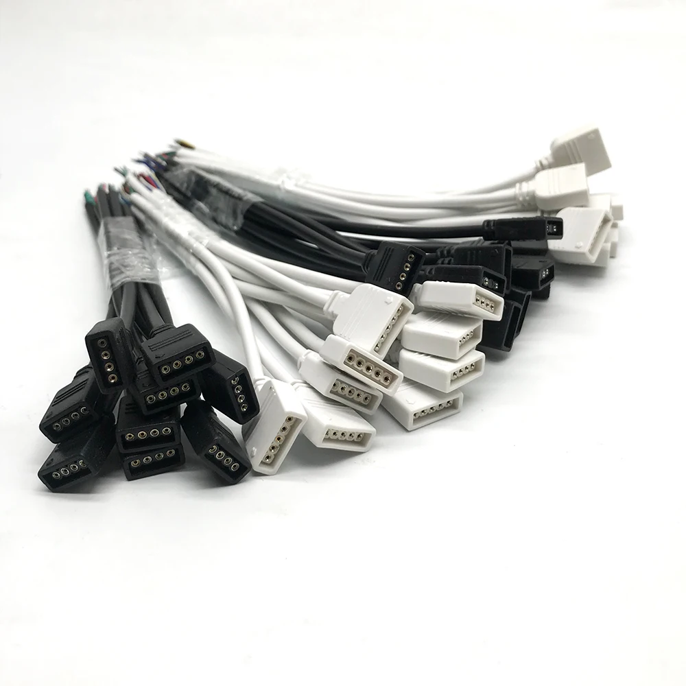 3PIN 4PIN 5PIN 6PIN LED Strip Connector Female Plug 15CM Black/White Extension Cable Wire For WS2812 5050 RGBW RGBWW Tape Light