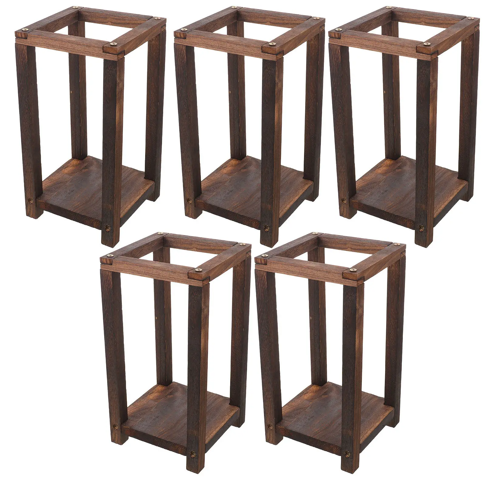 5Pcs Wooden Lantern Holder Rustic Farmhouse Wedding Table Centerpiece Decorative Lantern Rustic Wooden Holder view 6