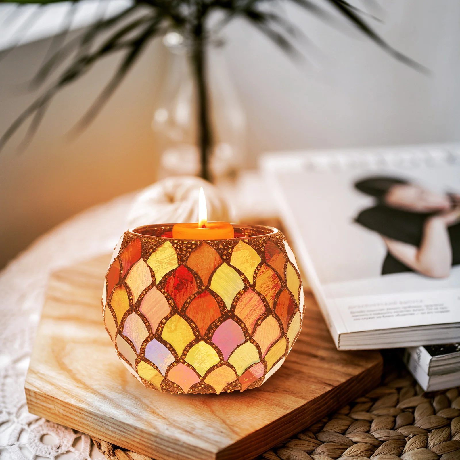

Votive Mosaic Holders Glass Tea Light Votives Ornament Tealight Lights Mosiac