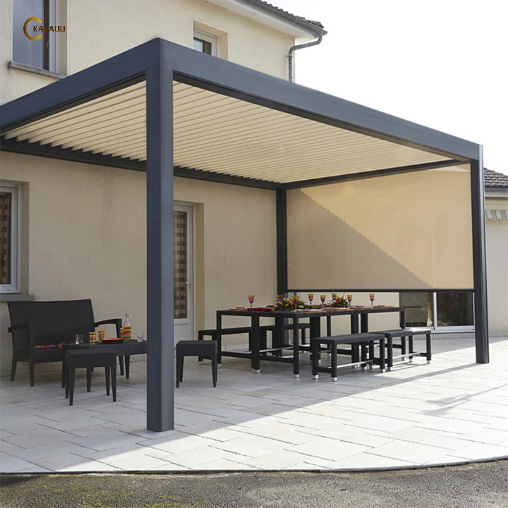 KAKADU Motorized Sun Shade Pergola Aluminum Powder Coated Waterproof Custom Modern Bioclimatic Gazebo Remote Control for Garden