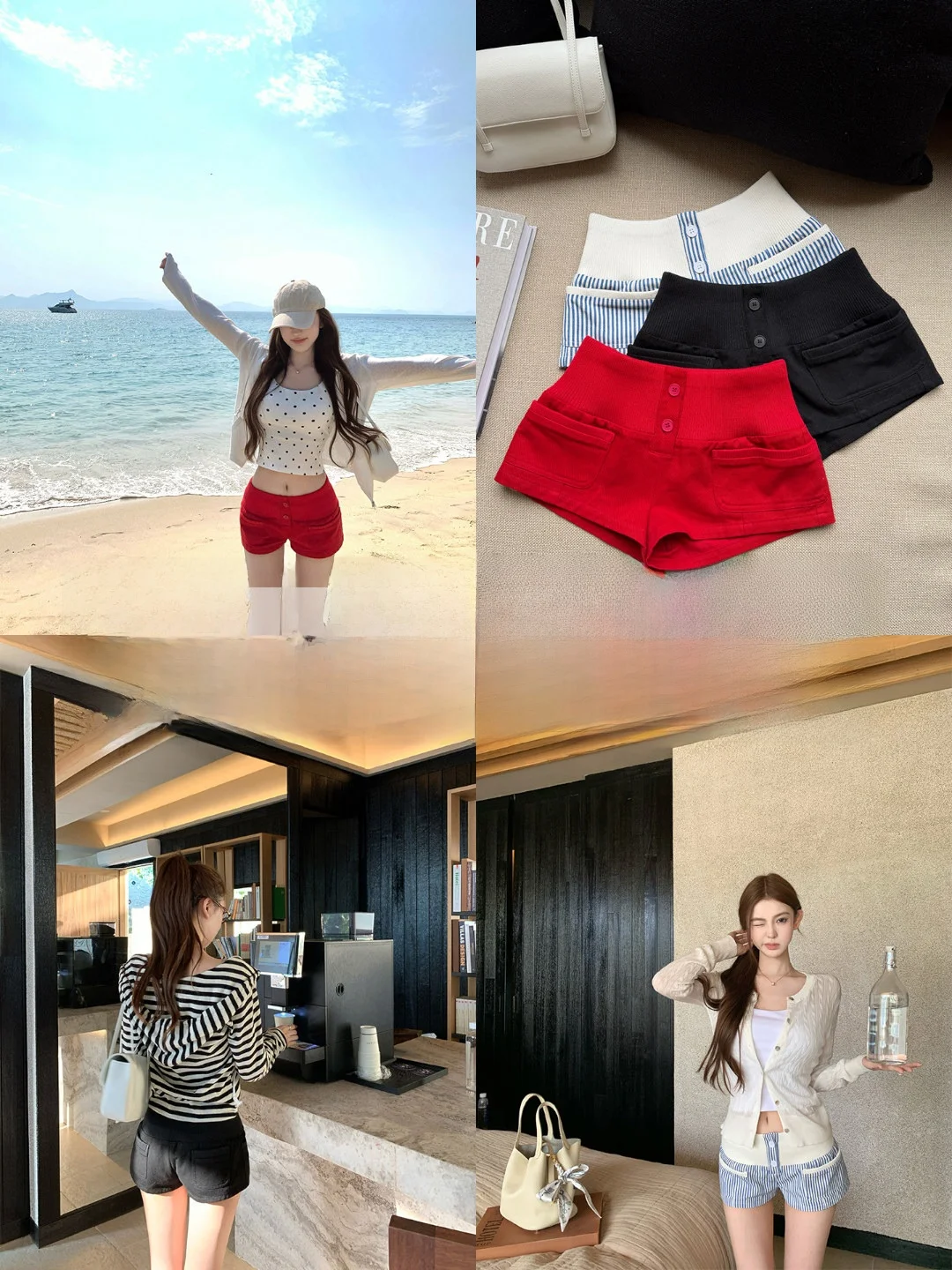 

OKMASHOP Повседневные хлопковые шорты женские летние универсальные прямые сексуальные шорты с идеальным соотношением талии и бедер, в полоску