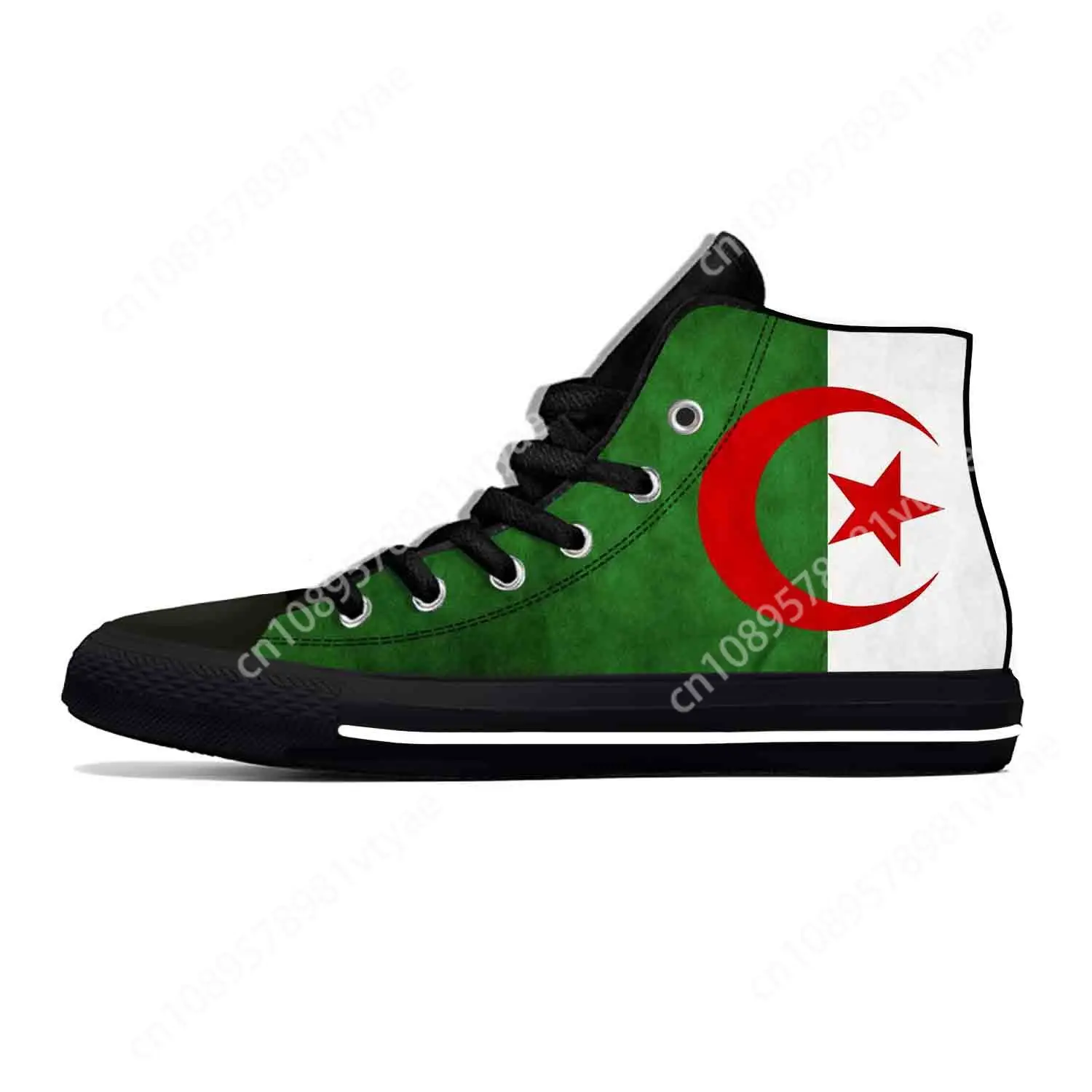 

Hot Algeria Algerian Flag Patriotic Funny Fashion Casual Cloth Shoes High Top Lightweight Breathable 3D Print Men Women Sneakers