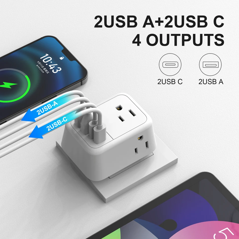 Adaptador De Enchufe Tessan Us Para Japón Tipo A Con 4 Tomas | Cuotas Adaptador De Enchufe Tessan Us Para Japón Tipo A Con 4 Tomas | Cuotas