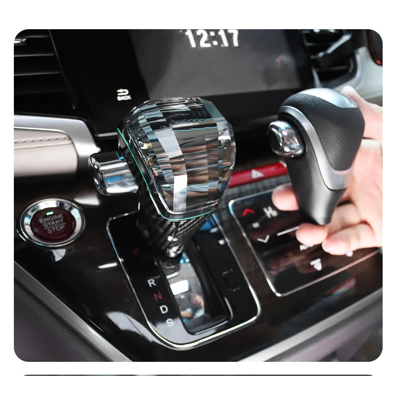 Crystal Gear Shift Knob Suitable for Toyota Senna crystal gear shift, carbon fiber patterned luminous gear head modification for