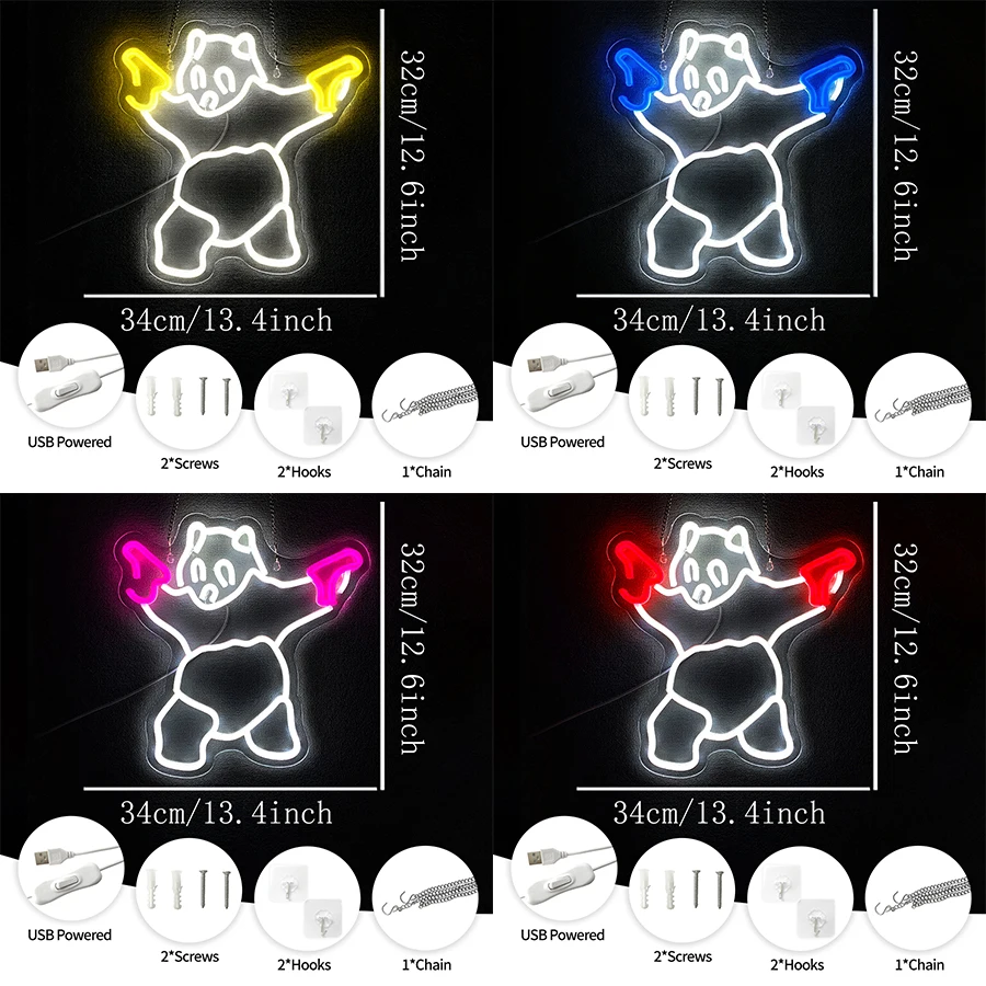 Panda Led Neon Signs, Interesting Animal Icons, Bedroom, Living Room, Game Room, Club Party Decor, Teenagers' Birthday Gifts.