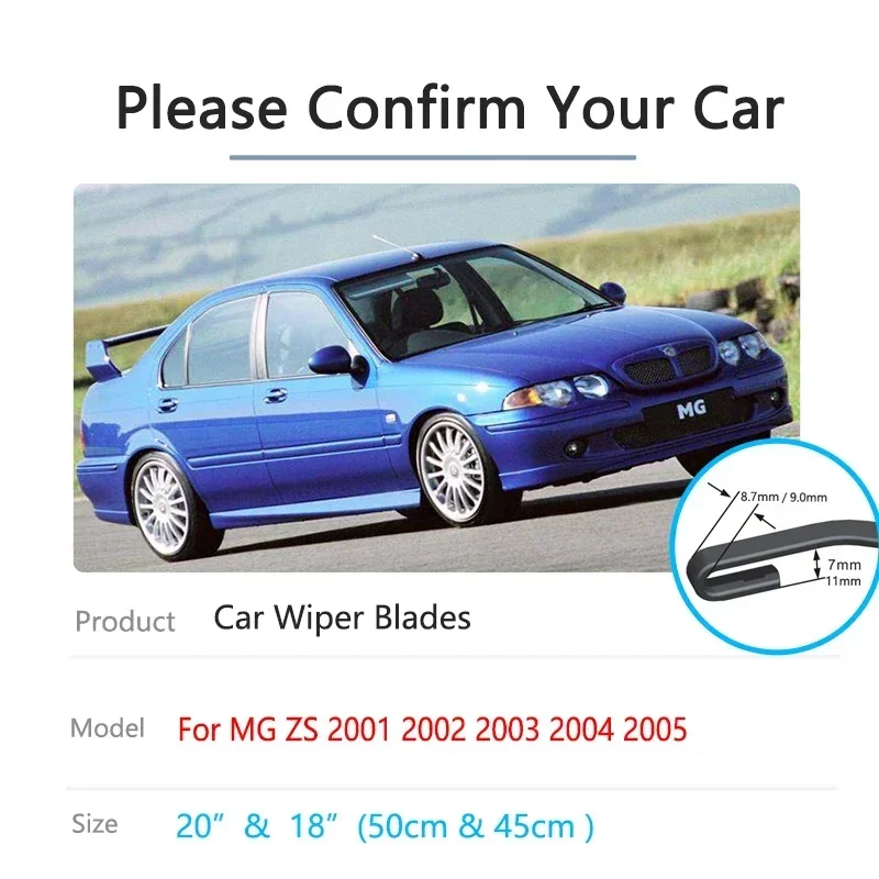 For MG ZS 2001 2002 2003 2004 2005 Universal Rubber Strip Refill Frameless Front Wiper Blades Cleaning Window Washers U J Hook