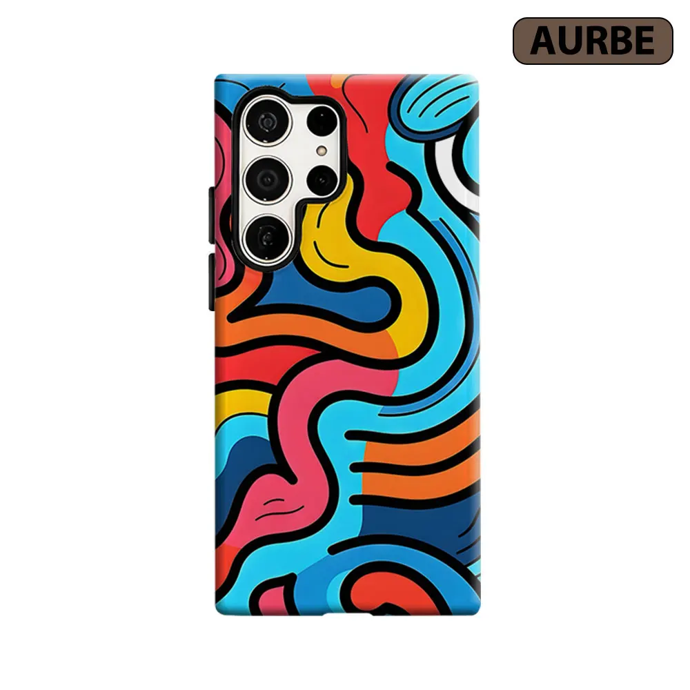 Color Doodle Swirl Phone Case For Samsung Galaxy S26 S25 S24 S23 Ultra Plus HD Hard Double Layer Film Cover