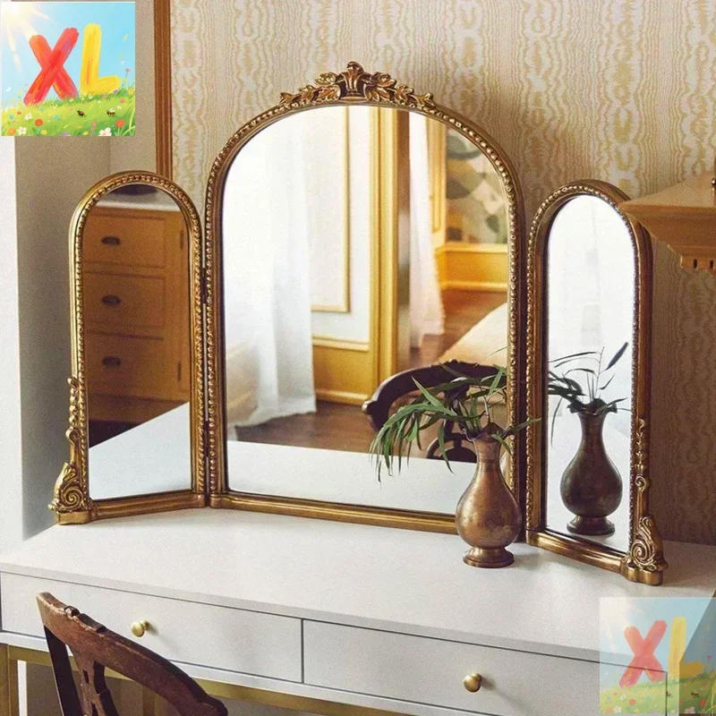 Metal Makeup Mirror Gold Frame Macrame Vintage Mirror Irregular Luxury Dressing Self Cut Dekoracyjne Lustra Home Decoration