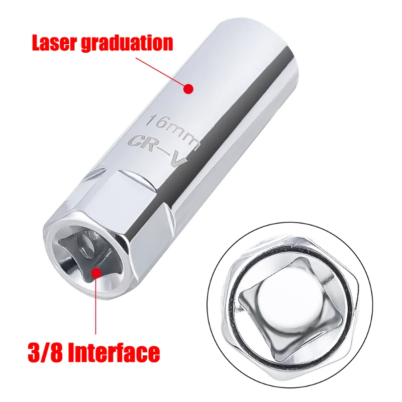Spark Plug Socket Wrench Universal Ignition Plug 3/8 Magnetic 14/16mm Sparking Plug Removal Automatic Repair Tools