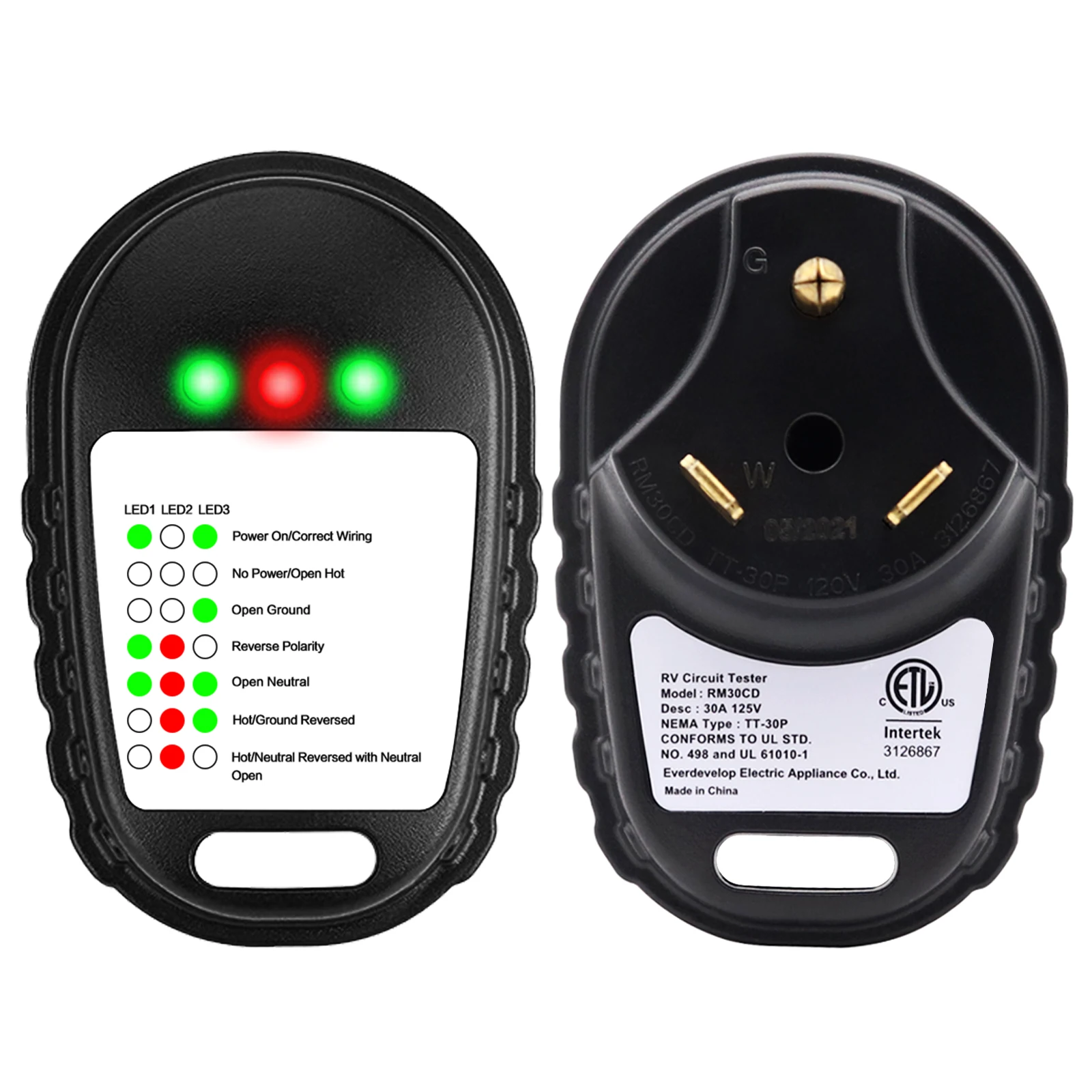 IZTOSS 30A-50A Analizzatore di circuito RV NEMA TT-30P/14-50P Tester di circuito di alimentazione a piedistallo con indicatore LED per rimorchio camper