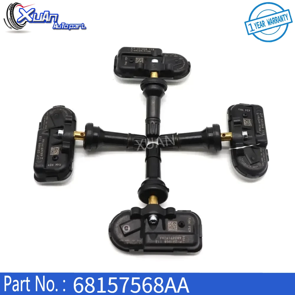 

68157568AA 4PCS TPMS Tire Pressure Monitor Sensor For Ram 1500 2500 3500 Jeep Cherokee 434MHz 2014-2018