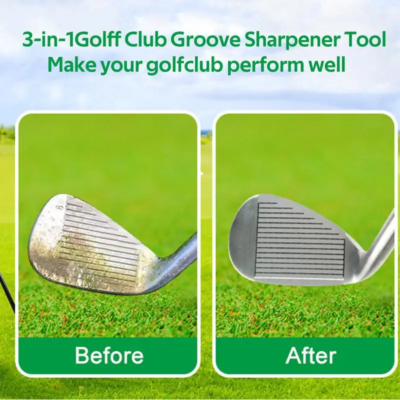 Golf Groove Sharpener Precisão Re-Grooving Sharpening Tool, Club Acessório de limpeza, Iron Cleaner para U e V-Grooves