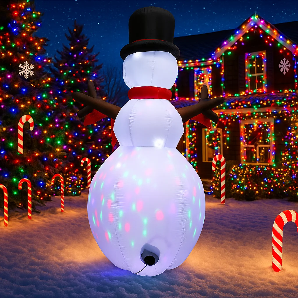 5.9FT opblaasbare sneeuwpop met bannerverlichting LED Home Decor Speelgoed Tuin Kerstornamenten Decorbenodigdheden Outdoor Vakantie Opblaaslicht