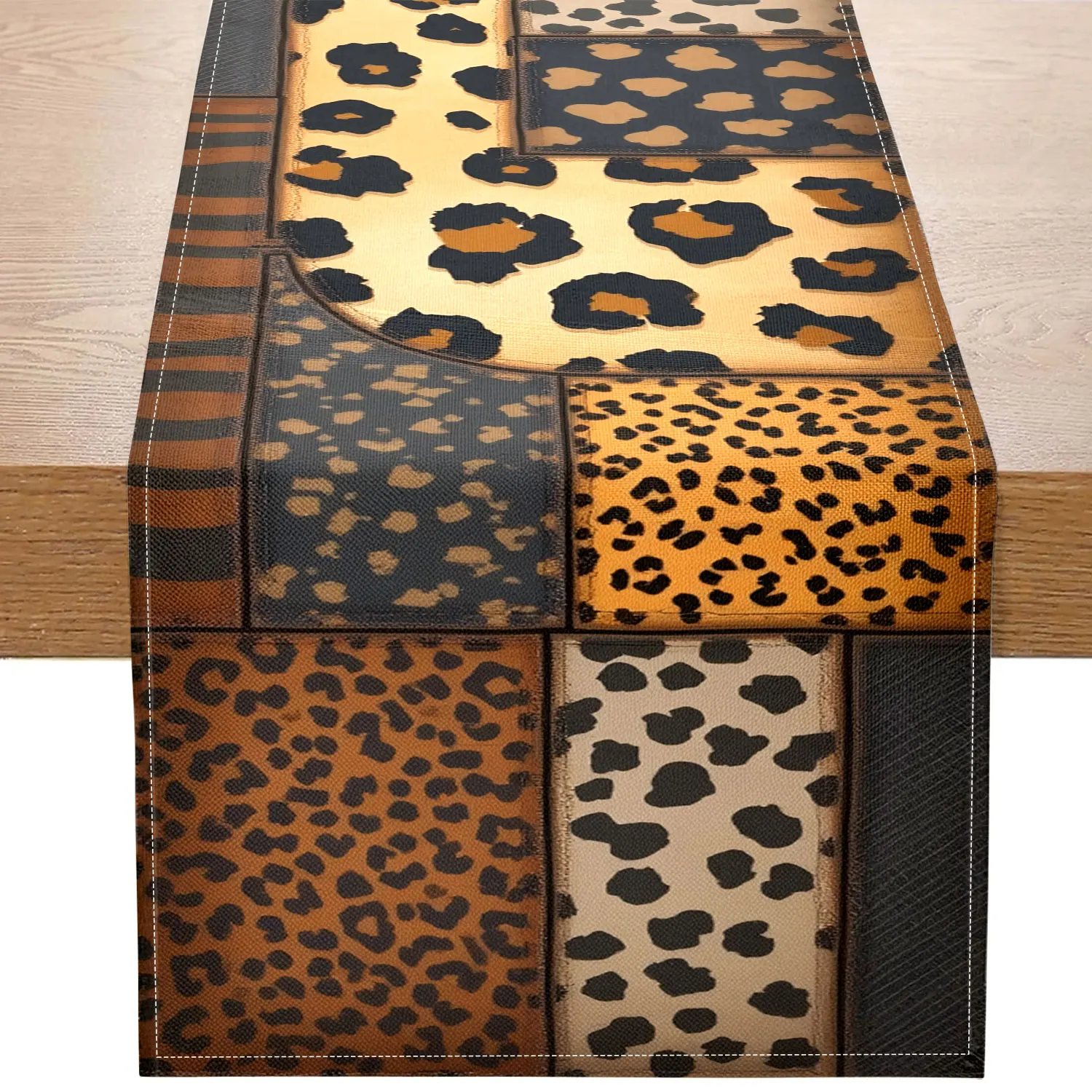 

Цельная дорожка для стола с коллажем с диким леопардовым принтом, многостильная дорожка для стола с леопардовым принтом, подходит для диких вечеринок, украшение для бара в стиле ретро, модный домашний обеденный стол, персонализированная студийная макет, м