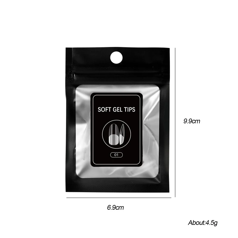 48개/봉투 풀커버 아크릴 네일 팁, 세미 프로스티드 프레스온 네일 팁, 네일아트 오벌 아몬드 스컬프티드 매니큐어 가짜 네일