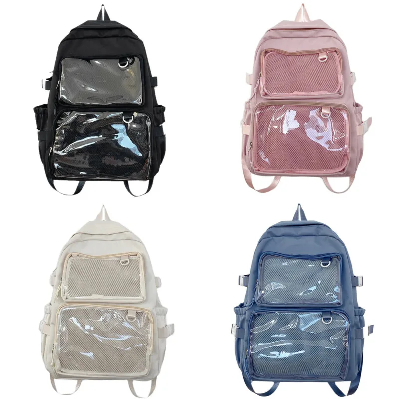 

Korean Y2K Itabag Multi Backpacks Transparent Compartment Lightweight Commuting Outdoor Large Capacity Backpacks Unisex Itabag