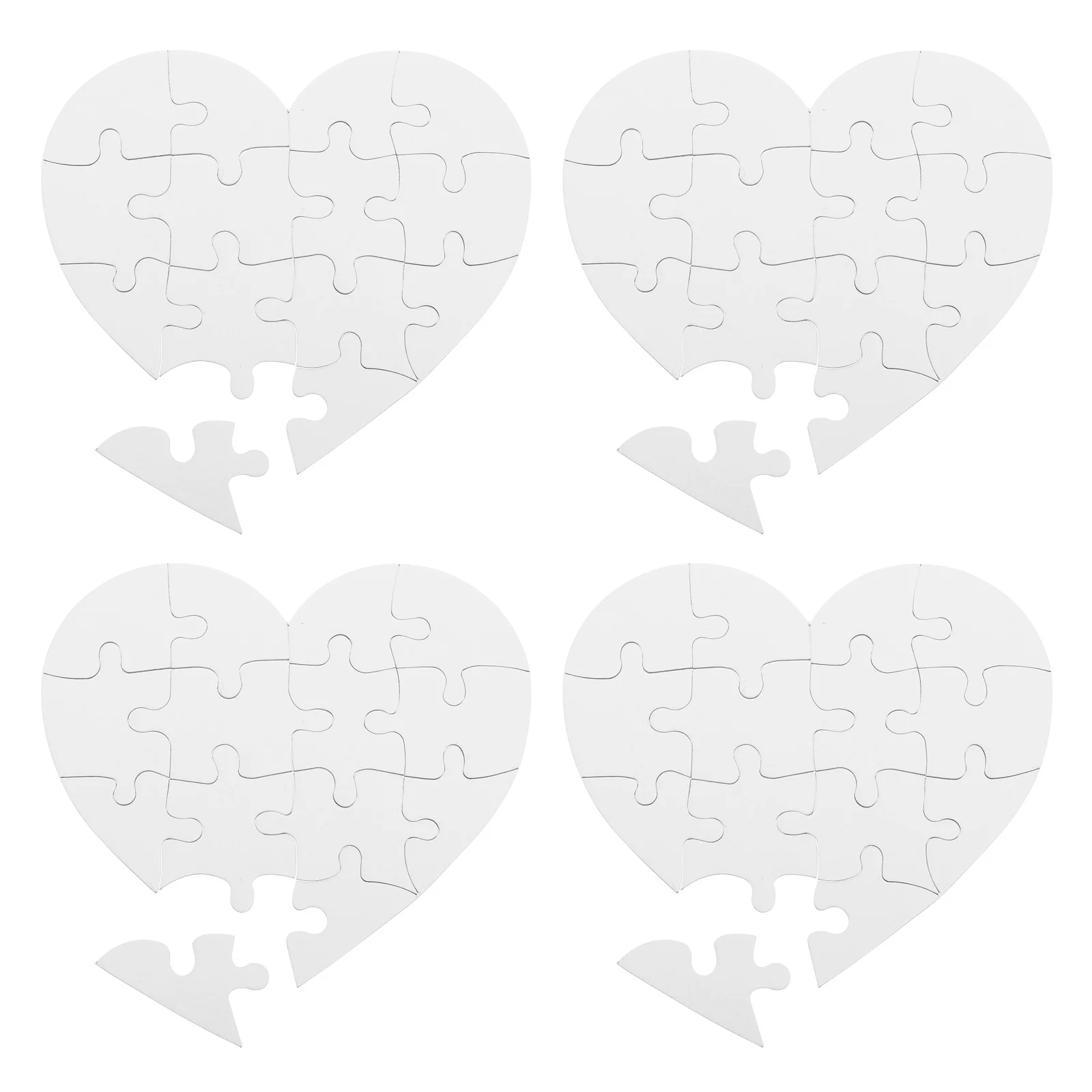 4 sets hartvormige blanco kleurpuzzels karton kinderen doe-het-zelf ambachtelijke schildermaterialen gemakkelijk apart te monteren creatief tekenen