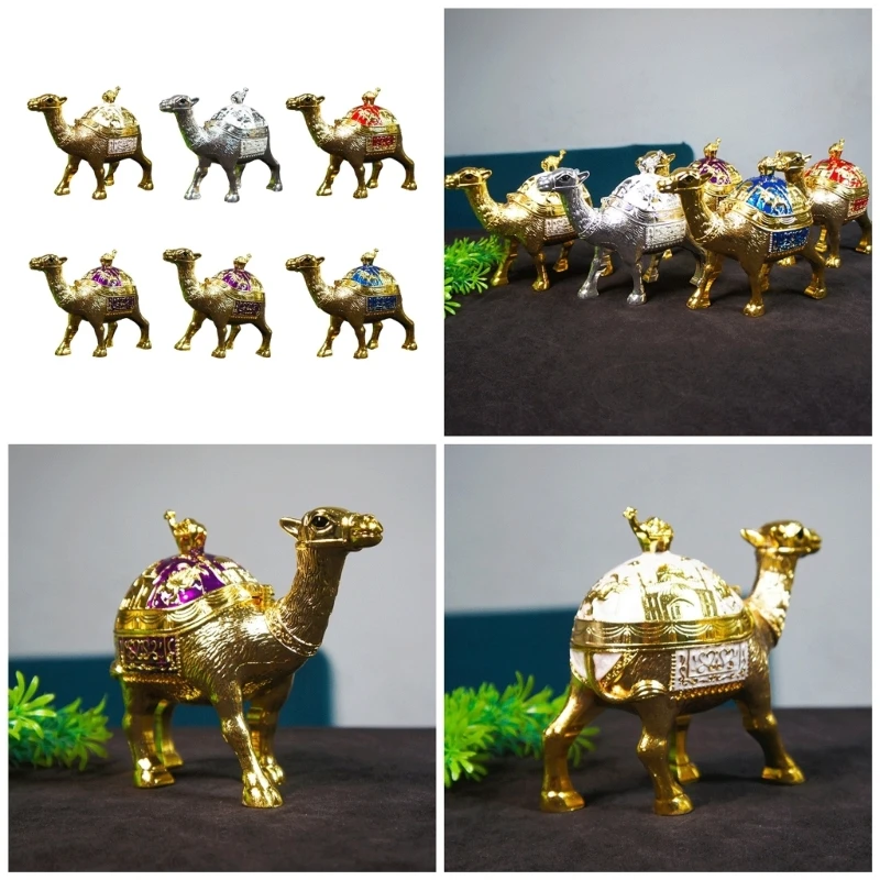 Elegant Metal Enamel Camels Figurine Jewelry Storage Box Trinket Case with Velvets Lining Gift for Friend And DropShipping