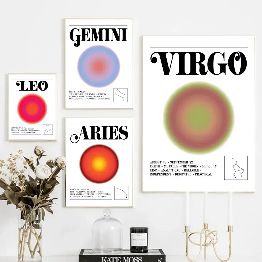 

Scorpio Zodiac Gradient Wall Art Astrology Poster Star Sign Print Modern Retro Canvas Living Bedroom Home Decor