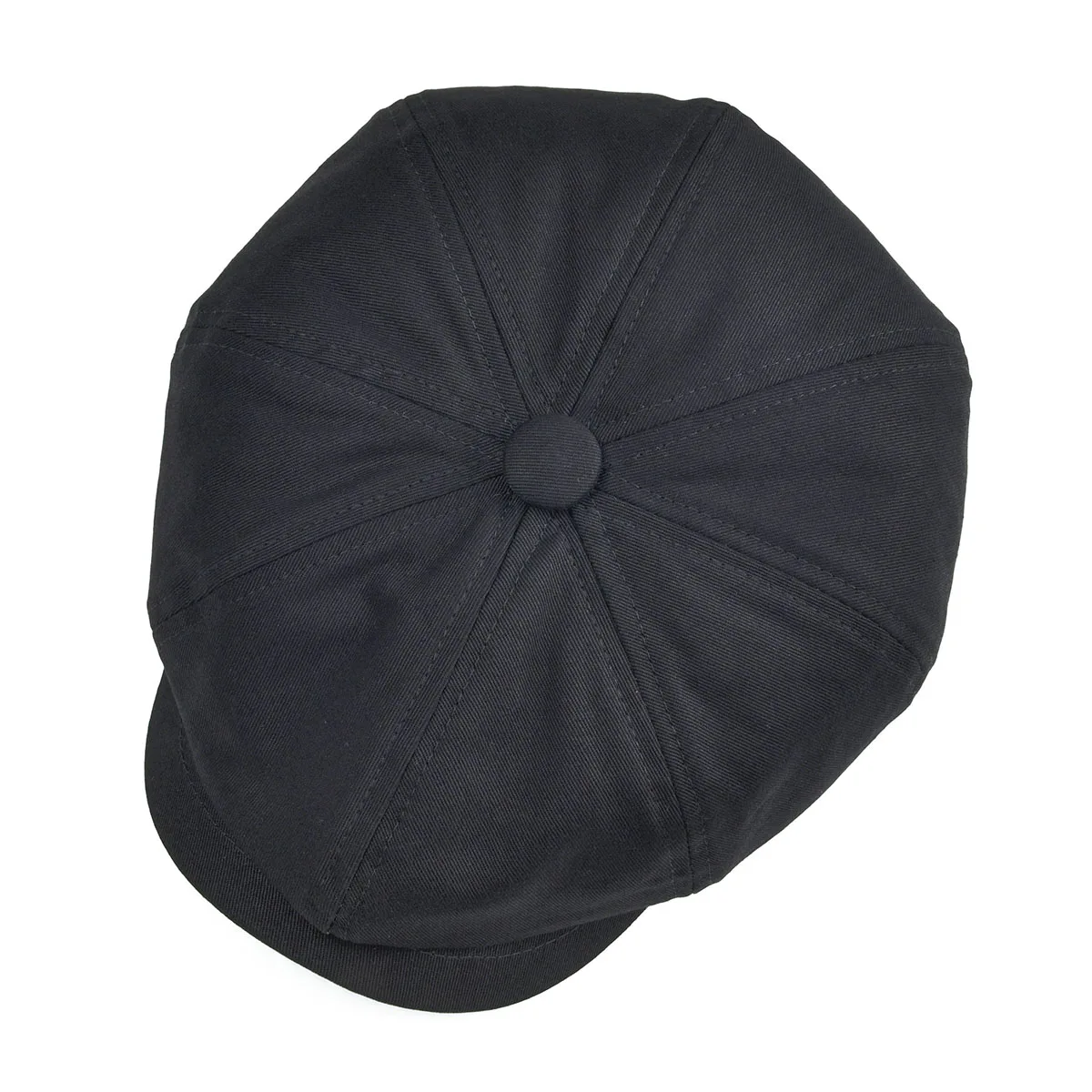 BOTVELA – casquette en sergé de coton pour homme, chapeau à huit panneaux pour garçon boulanger, rétro, grands chapeaux pour homme, Boina noir,
