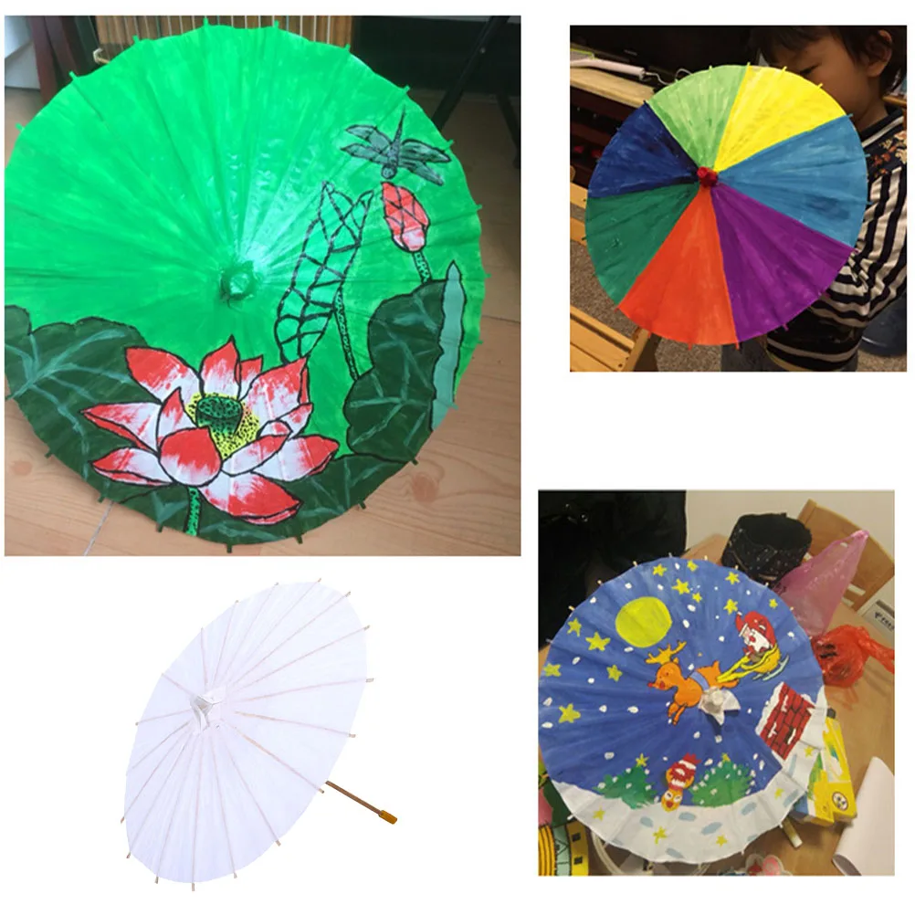 

4pcs Diy Art Craft Graffiti 20cm Kindergarten Diy Umbrella DIY Art Craft Blank White Kids Umbrella for Painting