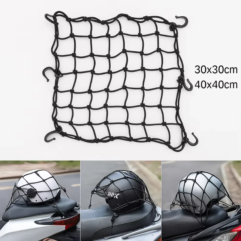 1pc Motorcycle Luggage Net Bike 6 Hooks Hold down Fuel Tank Luggage Mesh Web Bungee Black Motorcycle Bike Tank Car Styling