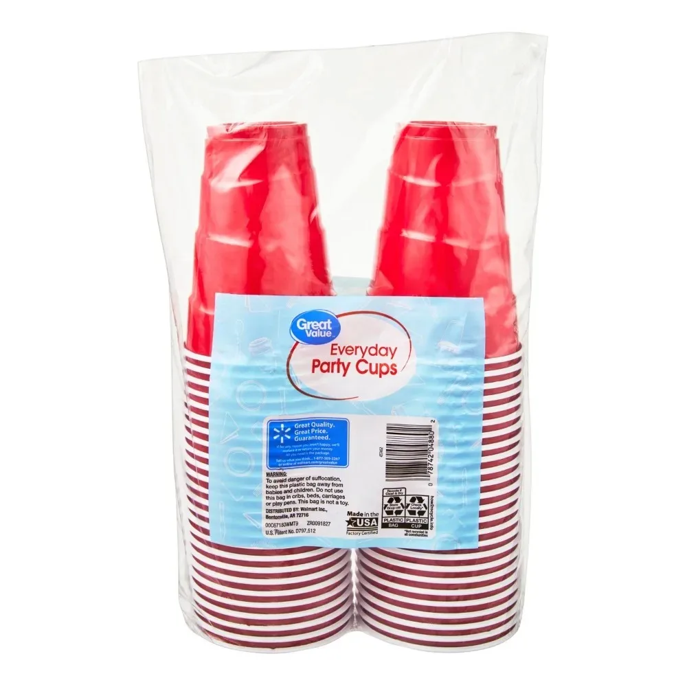 

Everyday Disposable Plastic Party Cups, Red, 18 oz, 50 Count